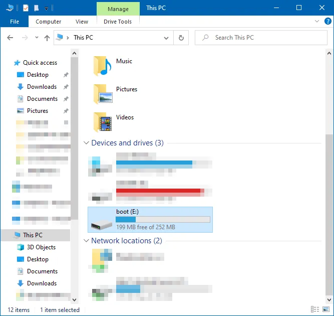 SD Card in Windows Explorer showing as boot