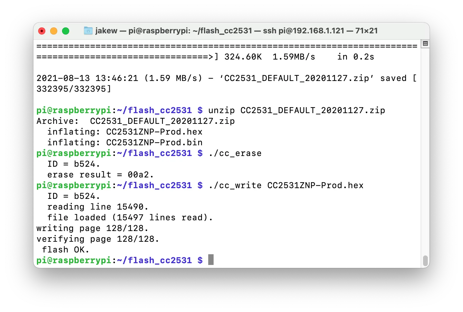 Dongle flashing output