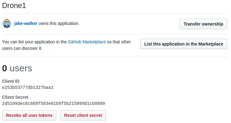 Client ID and secret from GitHub