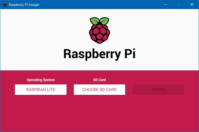 Raspberry Pi Imager with Selected Operating System