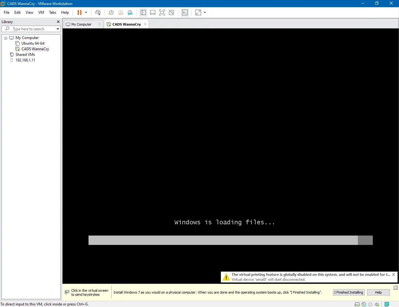 Initial Virtual Machine boot