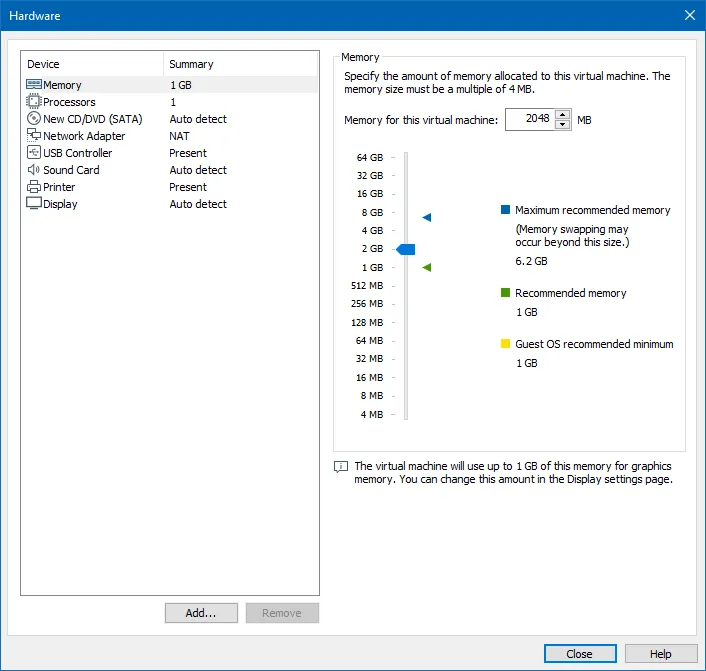 VMware Virtual Machine Hardware Configuration