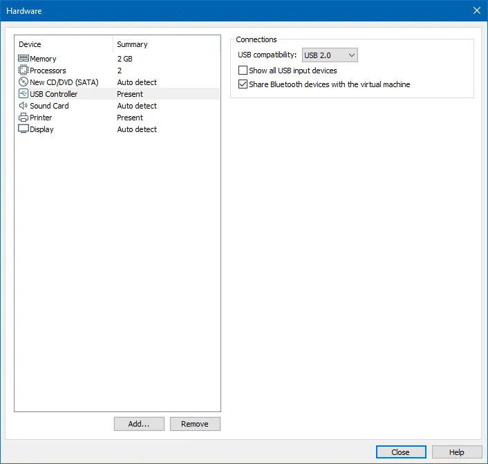 VMware Virtual Machine Hardware Configuration