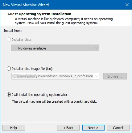 VMware Virtual Machine Wizard