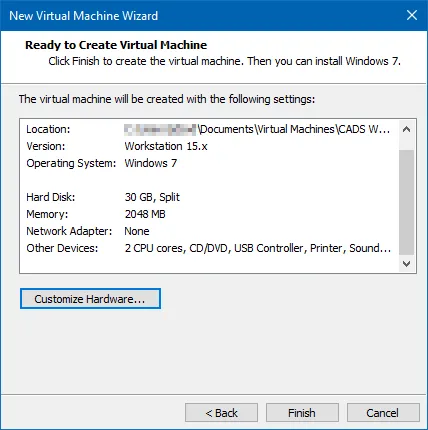 VMware Virtual Machine Wizard