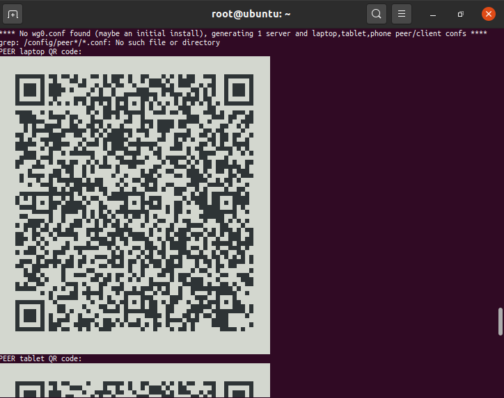 WireGuard configurations as QR codes