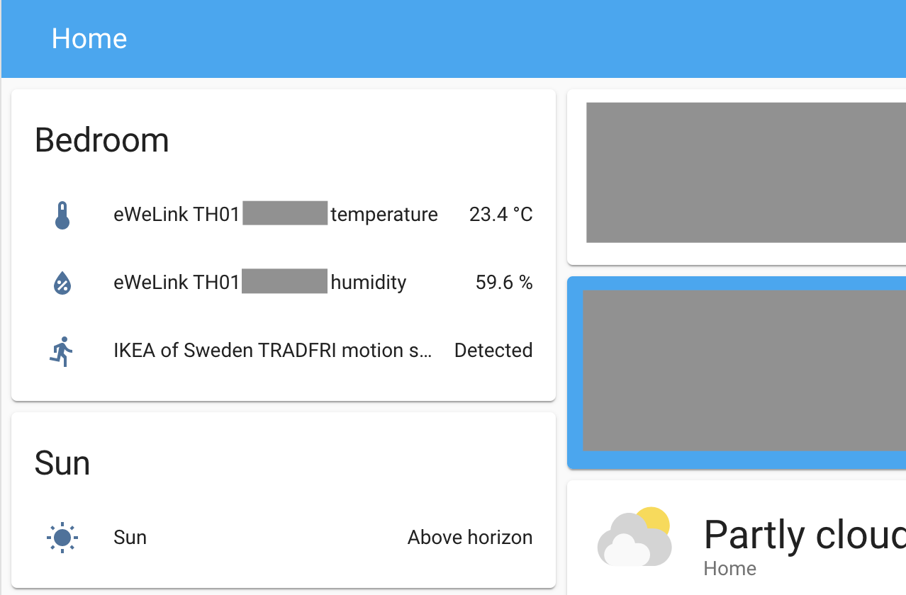 The three sensors being shown in the Home Assistant Overview