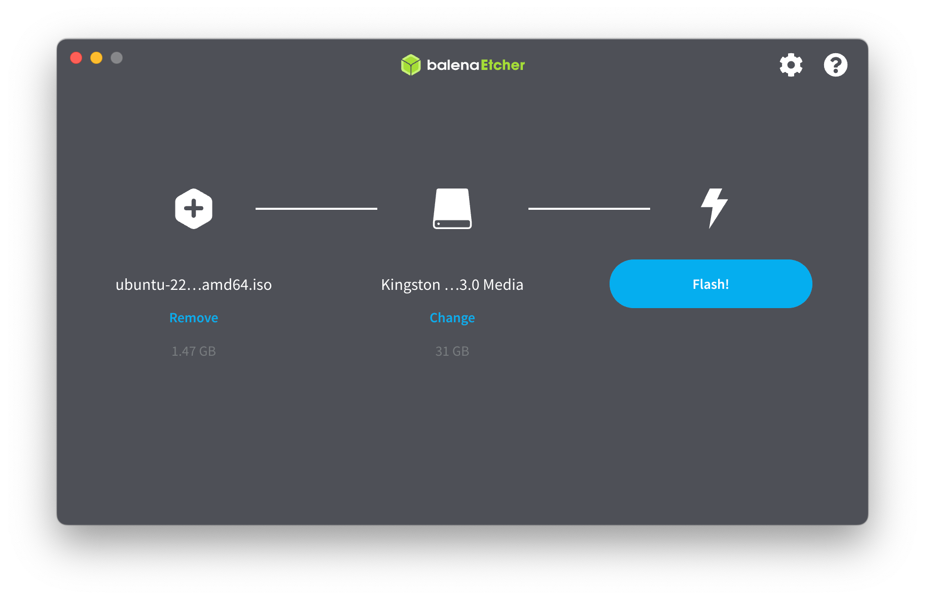 Flashing the Ubuntu Server ISO to a flash drive using balenaEtcher